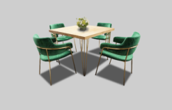 Green Dining Chair, Velvet Green Dining Chair, Elegant Chair
