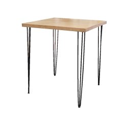 Hairpin Square Rustic High Table, Black Legs