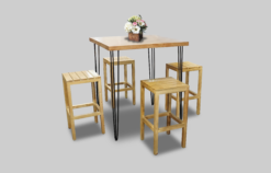 Square Cocktail Table, Wooden High Table, Rustic Cocktail Table