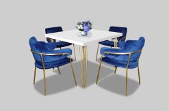 White Dining Table, Square Dining Table, Hairpin Table, 4 Seater Dining Table