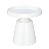 La Rioja modern contemporary round side table in milk-white metal with circular tray top and pedestal base