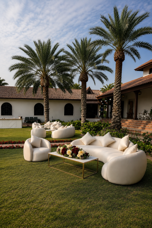 beige sofas on rental in Dubai, Abu Dhabi, UAE