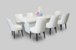 Rectangular Dining Table, White Dining Table, 6 Seater Dining Table, White Dining Chair