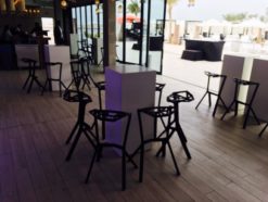 White High Table, White Square Cocktail Table