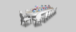 Long Dining Table, White Dining Table, 16 Seater Dining Table, Chrome Dining Chair