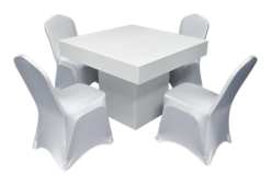 Square Dining Table, White Square Dining Table, White Chair, Banquet Chair