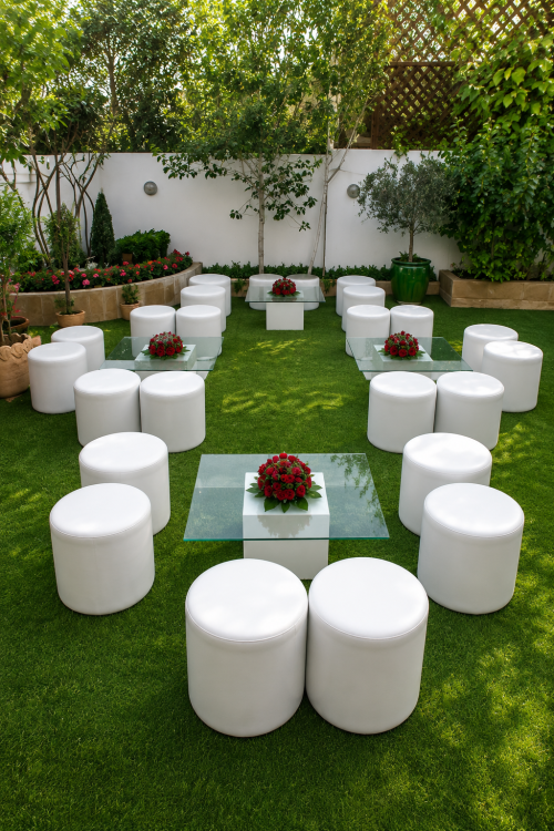 Round Ottoman rental in Dubai, Abu Dhabi, UAE