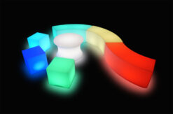 led coffee table, led curved bench, led cubes