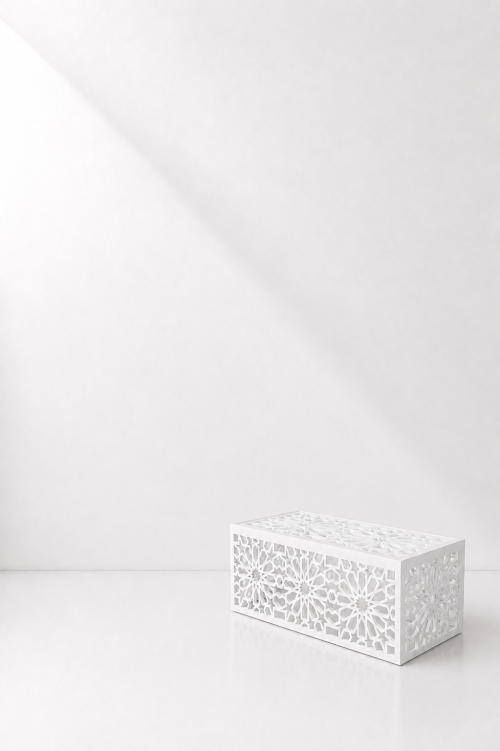 Mahdia Mashrabiya Rectangular Coffee Table - White - Image 2