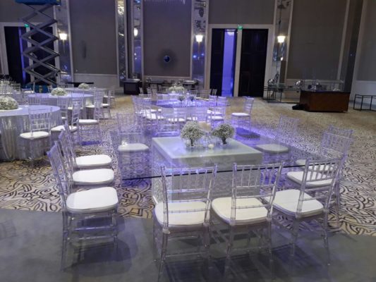 Square Glass Dining Table, Glass Dining Table, Clear Glass Dining Table, Acrylic Dining Chair