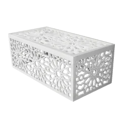 Mahdia Mashrabiya Rectangular Coffee Table - White