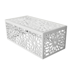 Mahdia Mashrabiya Rectangular Coffee Table - White