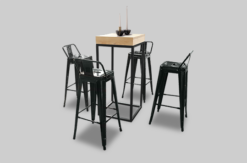 Wooden Top Cocktail Table, Black Base Cocktail Table, Black Bar Chair, Metal Bar Chair