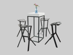 Cocktail Table, White Top Cocktail Table, Black Base Cocktail Table