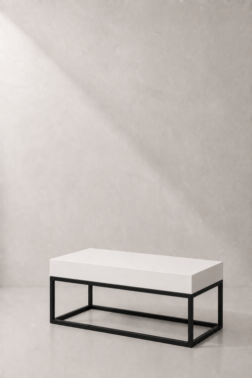 Menorca Black Rectangular Coffee Table, White Top - Image 2