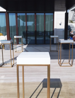 White Top Cocktail Table, Gold Base Cocktail Table
