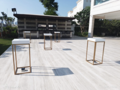 White Top Cocktail Table, Gold Base Cocktail Table