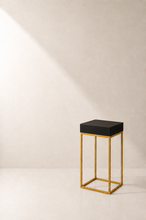Menorca Gold High Table, Black Wooden Top - Image 2