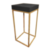 gold metal cocktail table frame with thick black table top