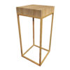 gold metal cocktail table frame with thick rustic wooden table top