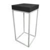 white metal cocktail table frame with black table top