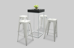 Black Top Cocktail Table, Cocktail Table, White Base Cocktail Table, White Bar Stool