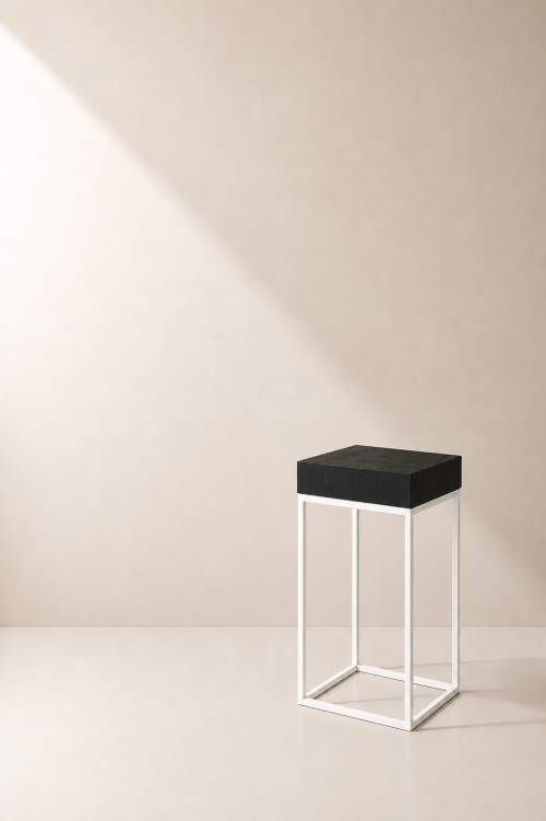 Menorca White High Table, Black Top - Image 2