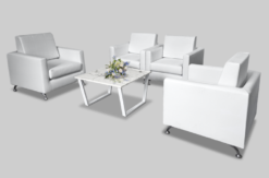 Marble Square Coffee Table, White Coffee Table, White Square Coffee Table, Single Seater Sofa, White Leather Sofa