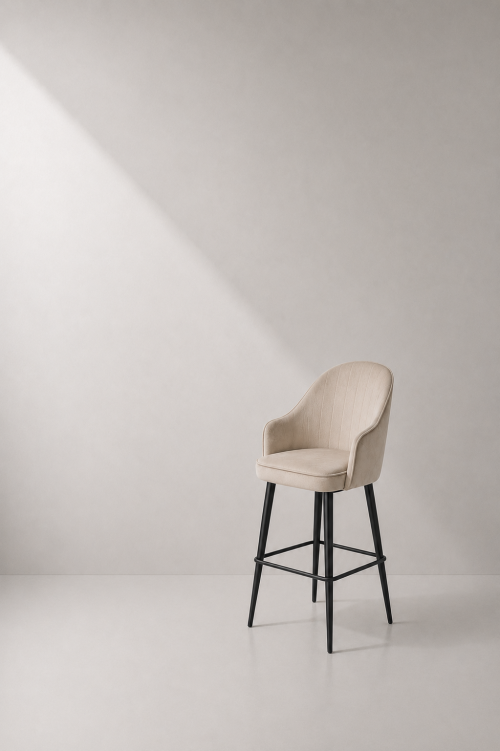 Milano Bar Chair, Beige Velvet - Image 2