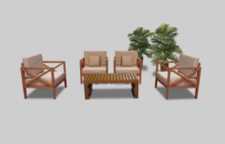 Wooden Sofa, Outdoor Sofa, Single Seater Wooden Sofa, Braun Rectangular Coffee Table