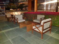Wooden Sofa, Outdoor Sofa, Braun Square Coffee Table