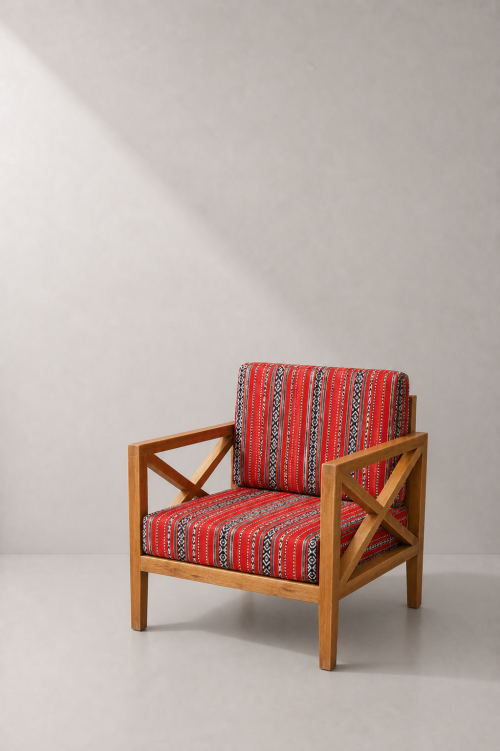 Norfolk Arabic 1-Seater Wooden Armchair - Image 2