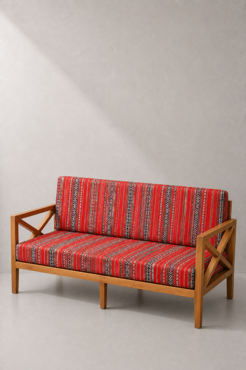 Norfolk Arabic 2-Seater Wooden Sofa - Image 2