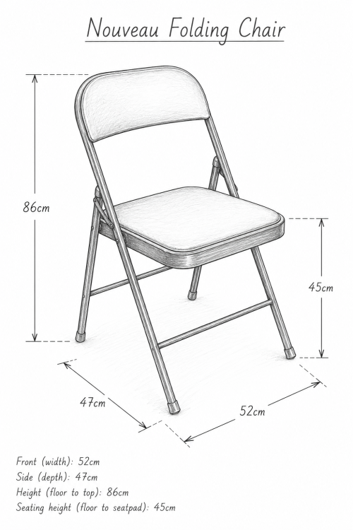 Nouveau Black Folding Chair - Image 3