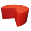 red pouffe, red ottoman, red chair