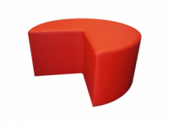 red pouffe, red ottoman, red chair
