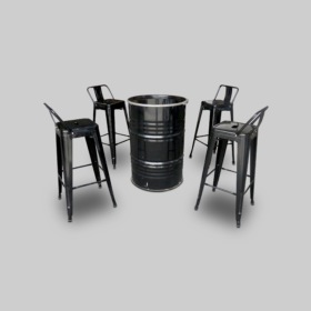 Metal Bar Chair, Black Bar Chair, Oil Drum, Oil Drum Cocktail Table