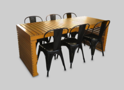 Palette Dining Table, Wooden Dining Table, Outdoor Dining Table, Black Dining Chair, Black Metal Dining Chair, Metal Dining Chair