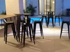 Metal Cocktail Table, Wooden High Table, Metal Bar Stool, Black Bar Chair