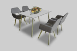 Fabric armchair and rectangular table
