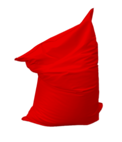 red bean bag, low seating, floor seating