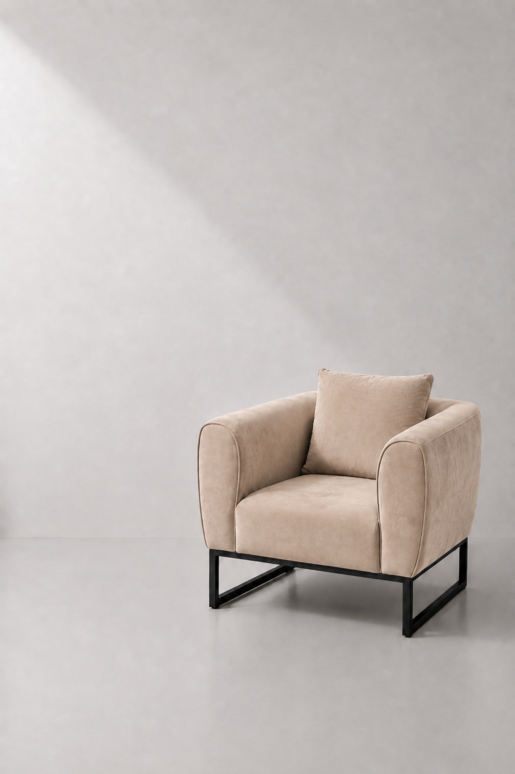 Ritz Beige Velvet 1-Seater Sofa - Image 2