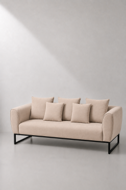 Ritz beige velvet 3-seater sofa rental in Dubai and Abu Dhabi UAE
