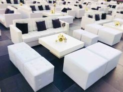 White Square Pouffe, Square Coffee Table, White Square Pouffe