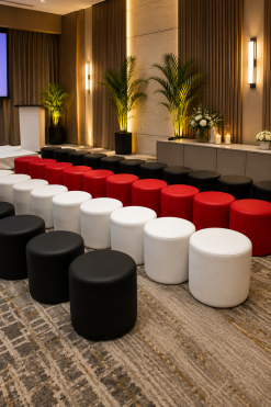 round ottomans on rental in Dubai, Abu Dhabi, UAE