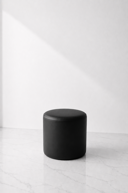 Roma Round Pouffe - Black - Image 2