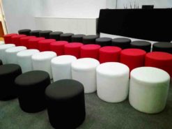 White Round Pouffe, Black Round Pouffe, Black Round Pouffe
