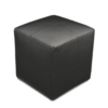 Black Square Pouffe, Leather Ottoman