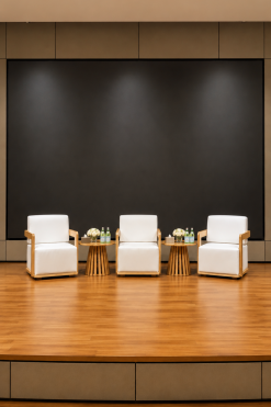 wooden stage sofas on rental in Dubai, Abu Dhabi, UAE