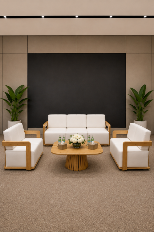 VVIP wooden sofas for rent in Dubai, Abu Dhabi, UAE